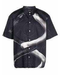 Мужская черная рубашка с коротким рукавом с принтом от Daily Paper