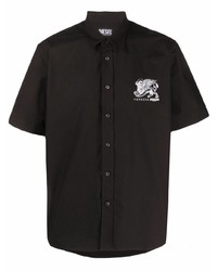 Мужская черная рубашка с коротким рукавом с принтом от Diesel