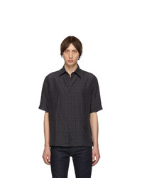 Мужская черная рубашка с коротким рукавом с принтом от Fendi