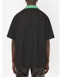 Мужская черная рубашка с коротким рукавом с принтом от Dolce & Gabbana