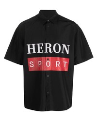 Мужская черная рубашка с коротким рукавом с принтом от Heron Preston