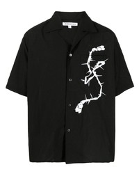 Мужская черная рубашка с коротким рукавом с принтом от JORDANLUCA
