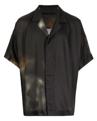 Мужская черная рубашка с коротким рукавом с принтом от Julius