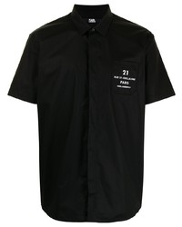 Мужская черная рубашка с коротким рукавом с принтом от Karl Lagerfeld