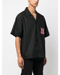 Мужская черная рубашка с коротким рукавом с принтом от Hugo