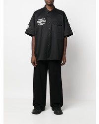 Мужская черная рубашка с коротким рукавом с принтом от Balenciaga