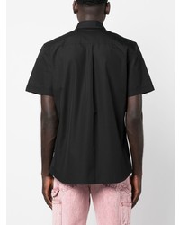 Мужская черная рубашка с коротким рукавом с принтом от Moschino