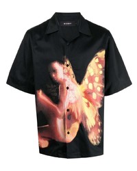 Мужская черная рубашка с коротким рукавом с принтом от Misbhv
