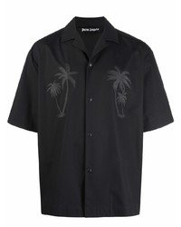 Мужская черная рубашка с коротким рукавом с принтом от Palm Angels