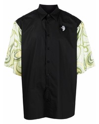 Мужская черная рубашка с коротким рукавом с принтом от Raf Simons