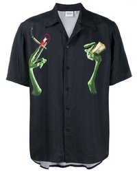 Мужская черная рубашка с коротким рукавом с принтом от Sss World Corp