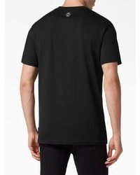 Мужская черная рубашка с коротким рукавом с принтом от Philipp Plein