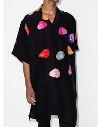 Мужская черная рубашка с коротким рукавом с принтом от Yohji Yamamoto