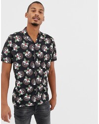 Мужская черная рубашка с коротким рукавом с принтом от Urban Threads