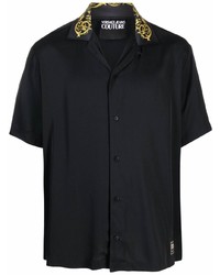 Мужская черная рубашка с коротким рукавом с принтом от VERSACE JEANS COUTURE