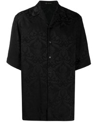 Мужская черная рубашка с коротким рукавом с принтом от Versace