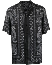 Мужская черная рубашка с коротким рукавом с принтом от Versace