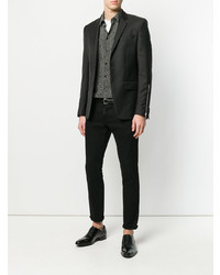 Мужская черная рубашка с коротким рукавом с принтом от Saint Laurent