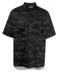 Мужская черная рубашка с коротким рукавом с узором зигзаг от Missoni
