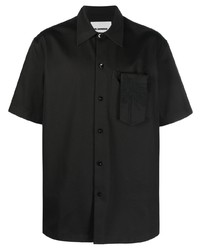 Мужская черная рубашка с коротким рукавом с украшением от Jil Sander