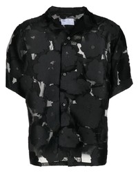 Мужская черная рубашка с коротким рукавом с цветочным принтом от 4SDESIGNS