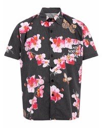 Мужская черная рубашка с коротким рукавом с цветочным принтом от Anti Social Social Club