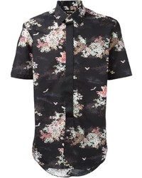 Мужская черная рубашка с коротким рукавом с цветочным принтом от Marc Jacobs