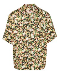 Мужская черная рубашка с коротким рукавом с цветочным принтом от Marni