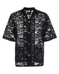 Мужская черная рубашка с коротким рукавом с цветочным принтом от Needles