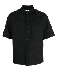 Мужская черная рубашка с коротким рукавом с цветочным принтом от Off-White