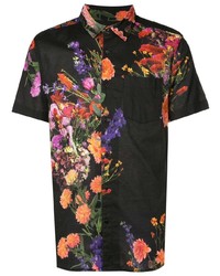 Мужская черная рубашка с коротким рукавом с цветочным принтом от OSKLEN