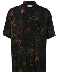 Мужская черная рубашка с коротким рукавом с цветочным принтом от OSKLEN