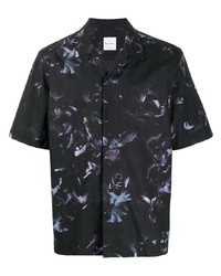 Мужская черная рубашка с коротким рукавом с цветочным принтом от Paul Smith