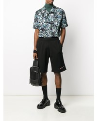 Мужская черная рубашка с коротким рукавом с цветочным принтом от Givenchy