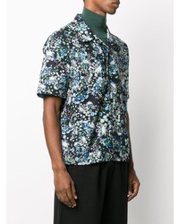 Мужская черная рубашка с коротким рукавом с цветочным принтом от Givenchy