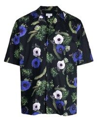Мужская черная рубашка с коротким рукавом с цветочным принтом от Sunspel