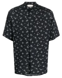 Мужская черная рубашка с коротким рукавом со звездами от Laneus