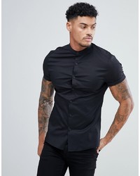 Мужская черная рубашка с коротким рукавом от ASOS DESIGN