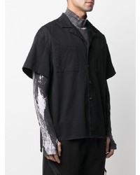 Мужская черная рубашка с коротким рукавом от DUOltd