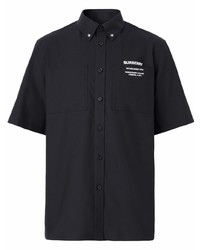 Мужская черная рубашка с коротким рукавом от Burberry