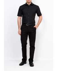 Мужская черная рубашка с коротким рукавом от GREG