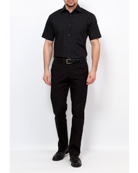Мужская черная рубашка с коротким рукавом от GREG