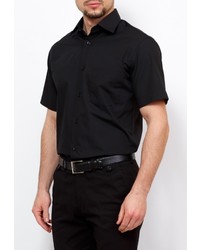 Мужская черная рубашка с коротким рукавом от GREG