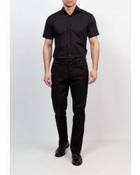 Мужская черная рубашка с коротким рукавом от GREG