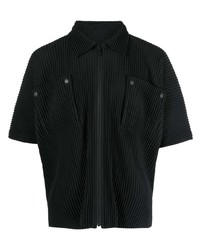 Мужская черная рубашка с коротким рукавом от Homme Plissé Issey Miyake