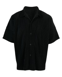 Мужская черная рубашка с коротким рукавом от Homme Plissé Issey Miyake