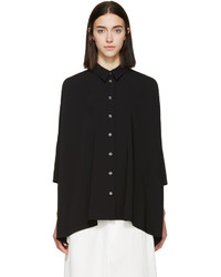 Женская черная рубашка с коротким рукавом от MM6 MAISON MARGIELA