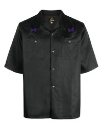 Мужская черная рубашка с коротким рукавом от Needles