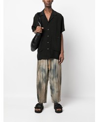 Мужская черная рубашка с коротким рукавом от Uma Wang