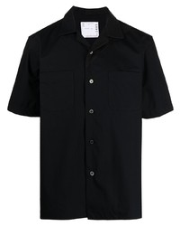 Мужская черная рубашка с коротким рукавом от Sacai